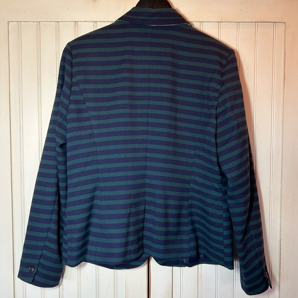 Merona Navy/Forest Green Striped Blazer EUC - Picture 2 of 10